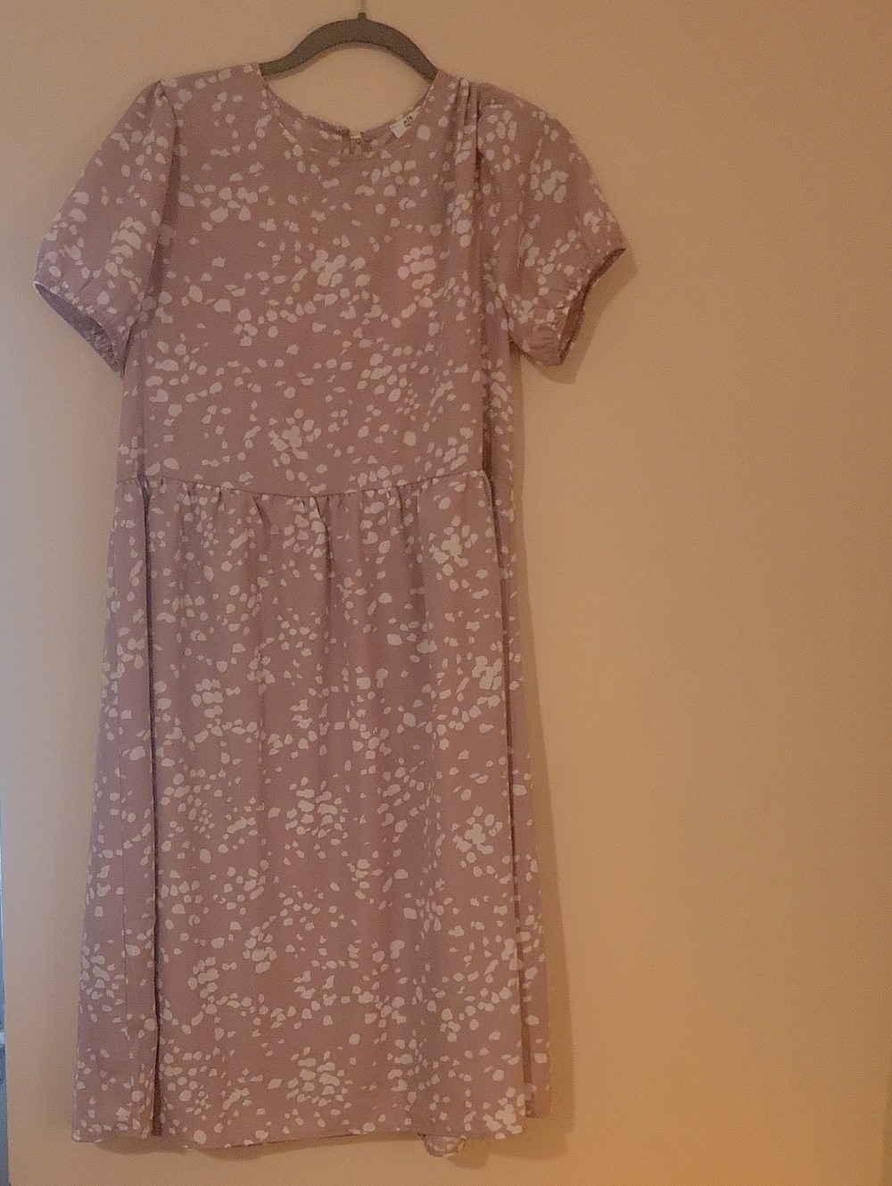 #5G Womens Pink White Spot Print Short Sleeve Dress